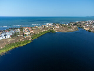 Fototapeta premium Aerial view of the Arituba Lagoon, Brazil.