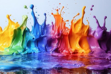 colorful splash of rainbow paint isolated against a white background capturing the essence of creativity and vibrancy in a visually striking design element