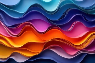 Obraz premium colorful wavy background featuring a paper cut style creating a playful and artistic representation perfect for modern digital design and vibrant visuals