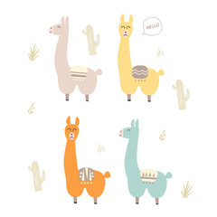 Hand drawn vector abstract lama or alpacas isolated on white background © piter tws