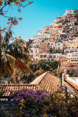 Stunning view over Positano town on Amalfi coast in Italy.