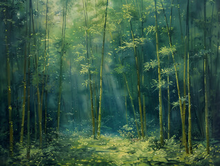 Obraz premium Echoes of Spring in the Bamboo