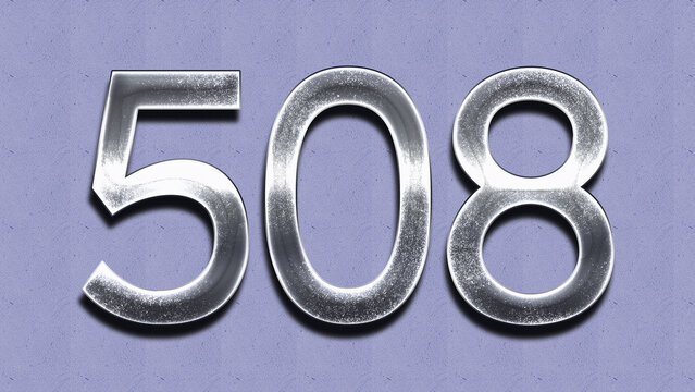 3D Chrome number design of 508 on purple wall.