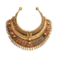 Ancient golden necklace with colorful gemstones from Egypt