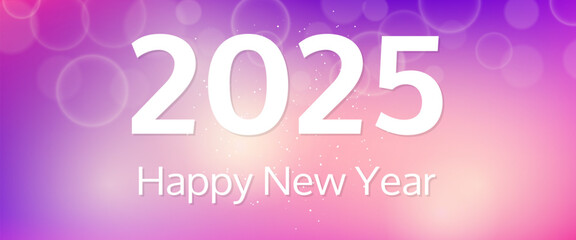 Happy new year 2025 inscription on blurred background