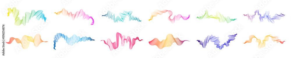Poster set of abstract backdrops with multicolor waves