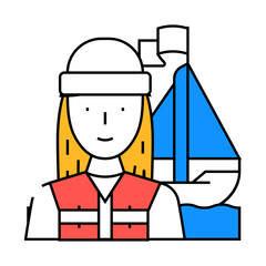 yachting female sport line icon vector. yachting female sport sign. isolated symbol illustration