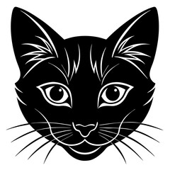 black cat face vector silhouette 