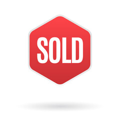 Sold label, Red sale label