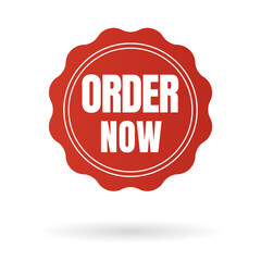 Red label Order now, country stamp