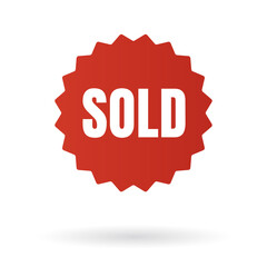 Label sale, red sold sticker, sold label