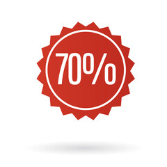 Label, Label sale, red sale sticker, 70% sale off	
