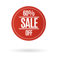 Label, Label sale, red sale sticker, 60% sale off	