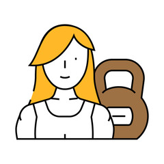 Obraz premium weight lifting female sport line icon vector. weight lifting female sport sign. isolated symbol illustration