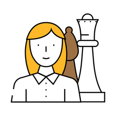 chess female sport line icon vector. chess female sport sign. isolated symbol illustration