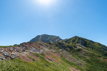 登山道から望む北岳　山梨県南アルプス市