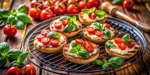 Aerial View of Tigelle Cooking on a Rustic Grill: Mouthwatering Italian Delicacies