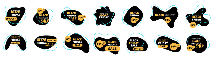 Black friday fluid banner collection with percentage discount