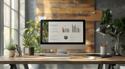 Modern Minimalist Office Desk with Presentation Display