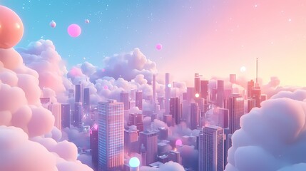 Cosmic nebulae and architectural game illustration poster background