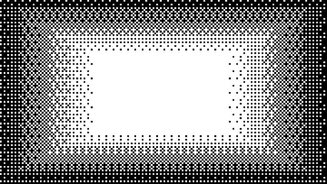 Pixelated bitmap gradient texture. Black and white dither pattern background.Empty room bitmap,pixel perspective room.