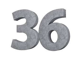 3d Concrete Number thirty six 36 Digit Made Of Grey Concrete Stone On White Background 3d Illustration
