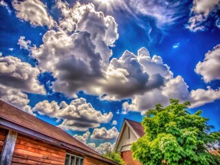 Beautiful Clear Sky with Fluffy Clouds - Minimalist Photography for Serenity and Calmness