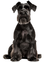 black giant schnauzer dog sitting isolated on transparent background
