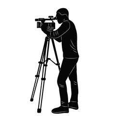 videographer silhouette on white background, vector