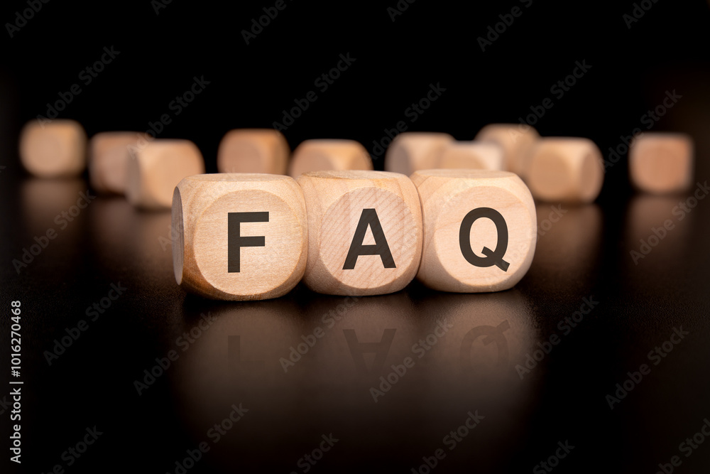 Poster wooden blocks featuring faq letters a comprehensive concept for frequently asked questions
