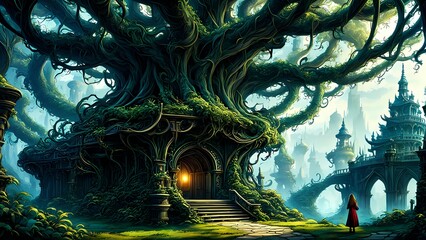 ancient castle in the forest