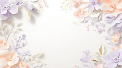 Obraz premium A decorative floral border with soft pastel colors on a light background.