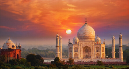 Taj Mahal at Sunrise Light, Agra, India

