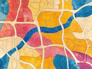 Fototapeta premium Abstract colorful mosaic pattern with cracked lines.