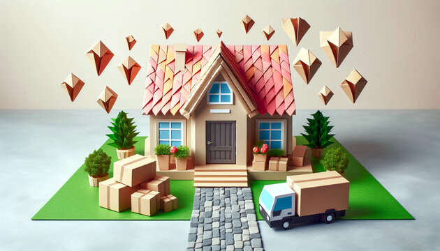 Pakete vor und im Haus, und es wird immer mehr bestellt. Kaufrausch im Origami - Stil.
