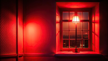 mysterious red window shining at night