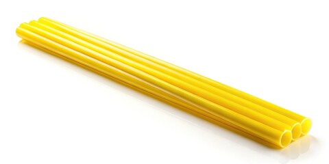 Bright Yellow Drinking Straw Isolated on White Background for Creative Designs and Culinary Use
