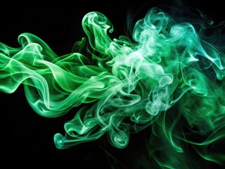 Fototapeta premium Captivating Green Smoke Rising on Black Background for Product Photography