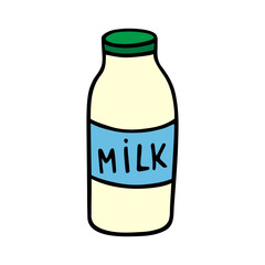 Milk, grocery shopping in the store and supermarket. Everyday shopping, farm products, natural healthy food, nutritional nutrients, buying for health, purchases for home, housekeeping, doodle style