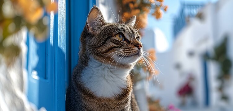 

a cat sitting next to a blue door

 - Powered by Adobe