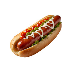 4k Hot Dog on a transparent background. Ai generative