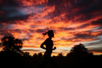 Silhouette of Runner at Sunset