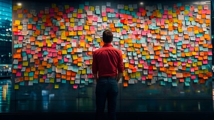 A vibrant abstract wall covered in a mosaic of colorful notes each bearing a word of encouragement support and solidarity for victims of domestic violence