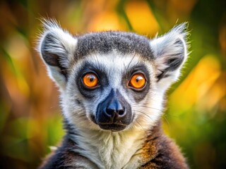 Obraz premium Close-Up Portrait of a Lemur with Expressive Eyes and Unique Facial Features for Wildlife Photography