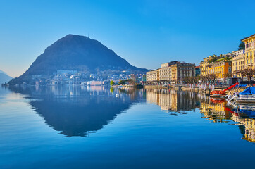 Lake Lugano and Monte San Salvatore, Lugano, Switzerland