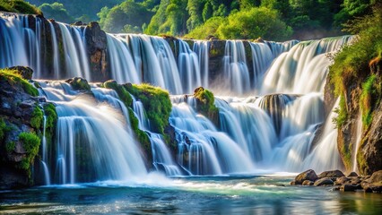 Obraz premium Natural landscape of waterfall flowing through