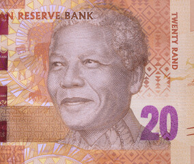 Nelson Mandela portrait on Banknote of the South African rand