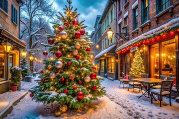 Fototapeta premium Cute Christmas Tree Vector Illustration for Urban Exploration Photography