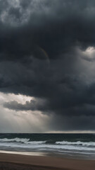 Obraz premium A windy, cloudy day with the sky filled with fast-moving, dark clouds, creating a sense of urgency and energy 