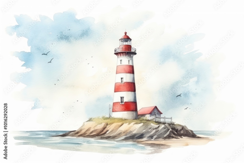 Poster lighthouse building tower architecture.